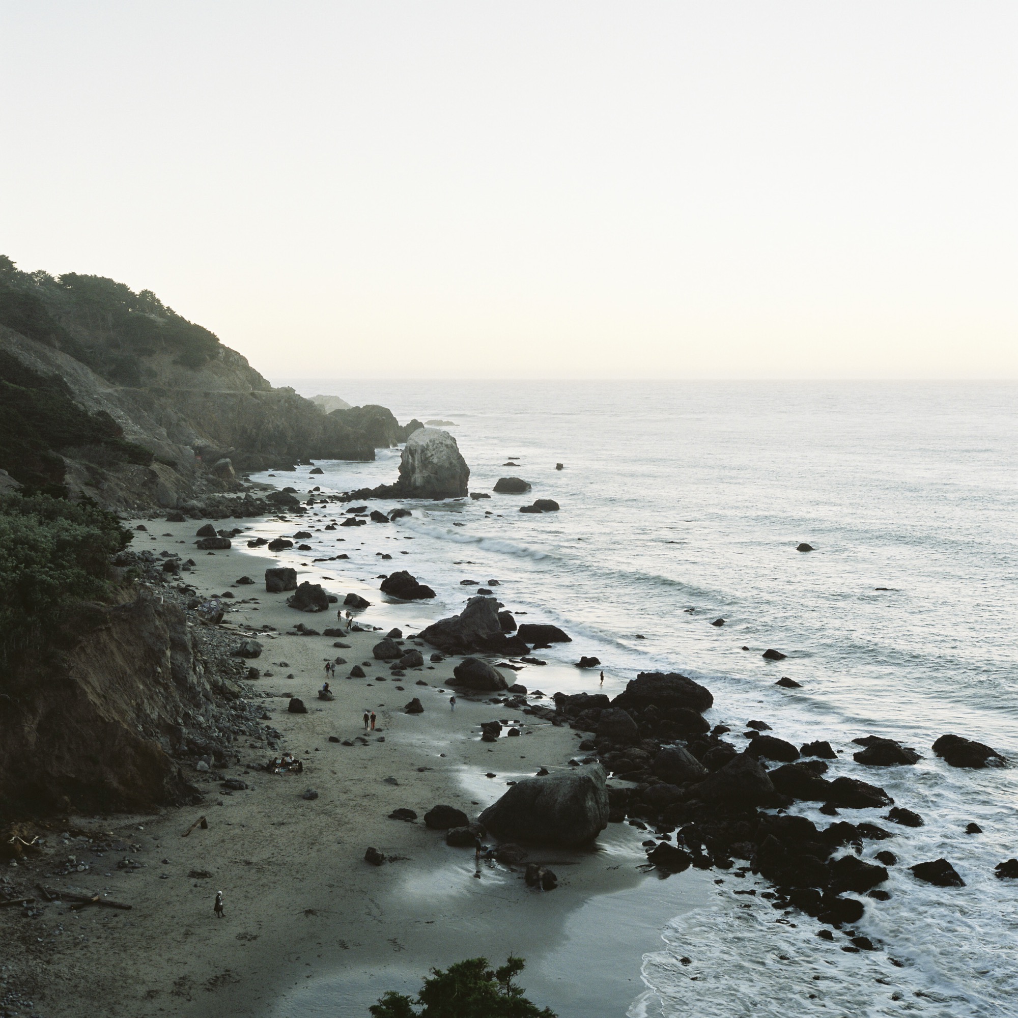 Misty Pacific coastline